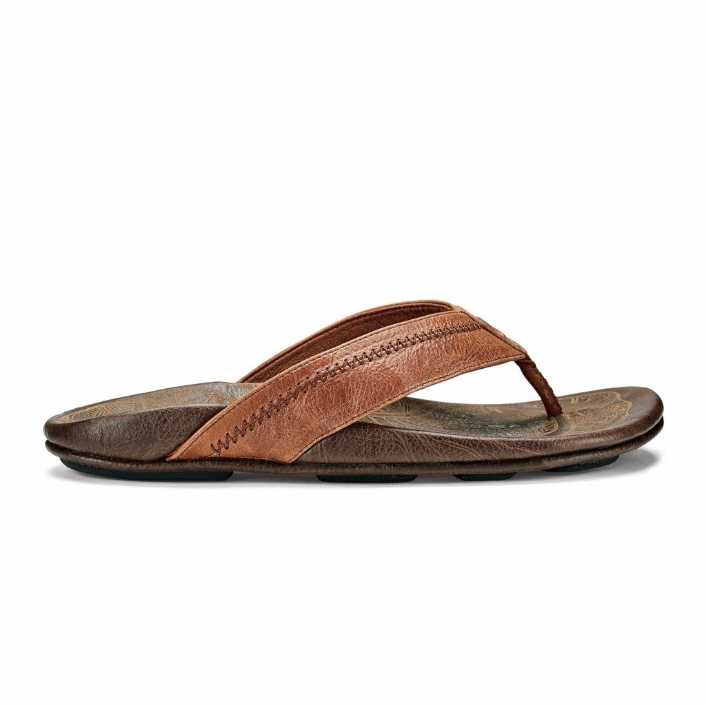 Olukai Men's Hiapo Flip Flop - Rum / Dark Wood US679-284